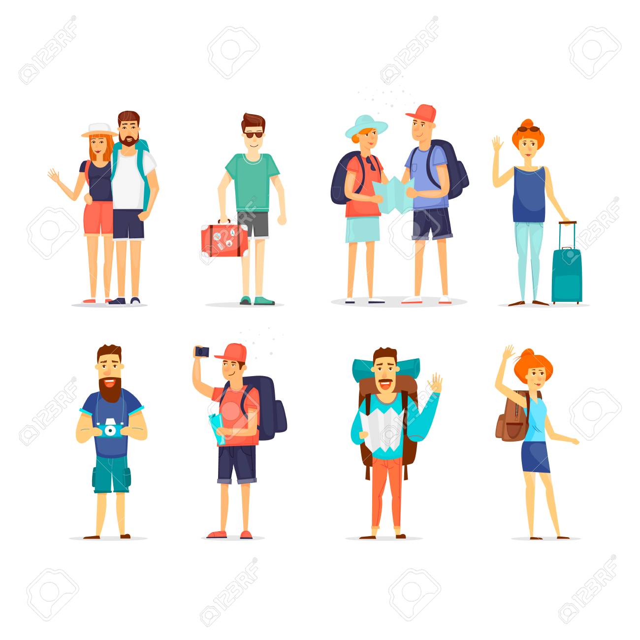 Beste People And Couples Traveling. Character Design. Flat Design Vector BP-15