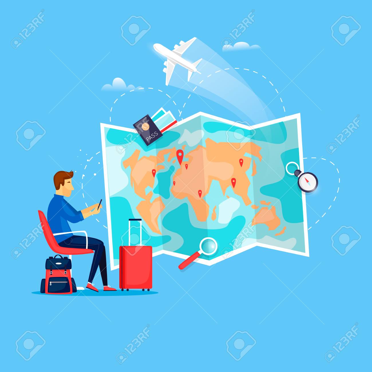 ワールドトラベル 夏休みを計画する 空港 休日 旅 観光と休暇のテーマ フラットデザインベクトルのイラスト のイラスト素材 ベクタ Image ワールドトラベル 夏休みを計画する 空港 休日 旅 観光と休暇のテーマ フラットデザインベクトルのイラスト のイラスト素材 ベクタ Image