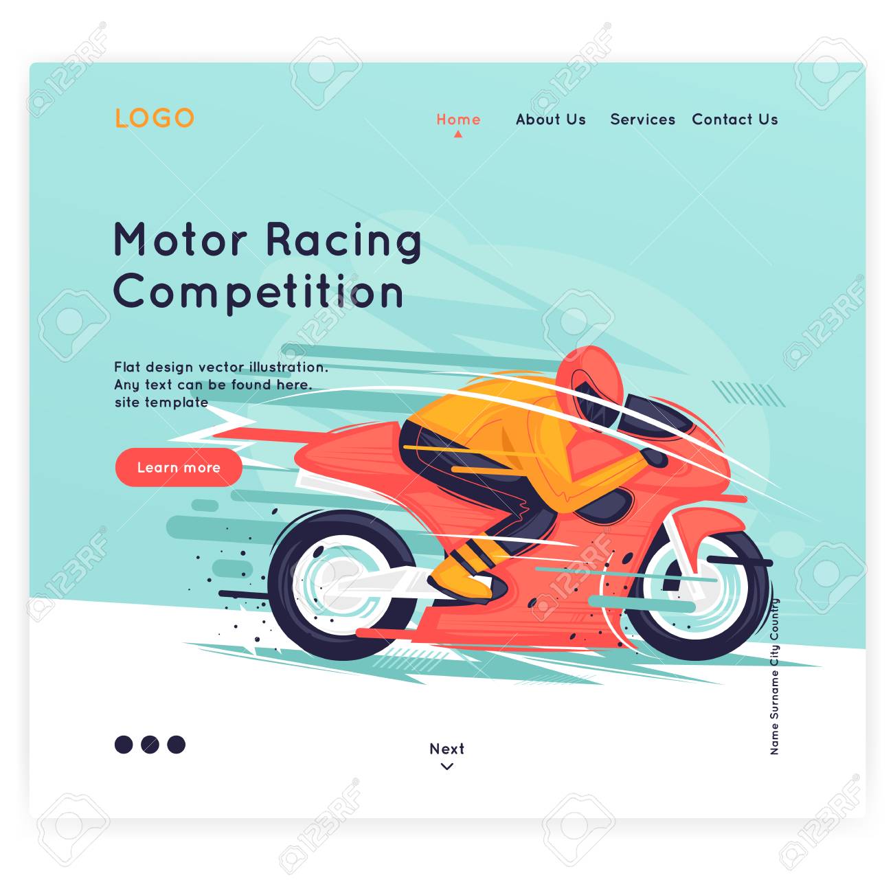 website template motorcycle racing sport competition flat free motorcycle website templates
