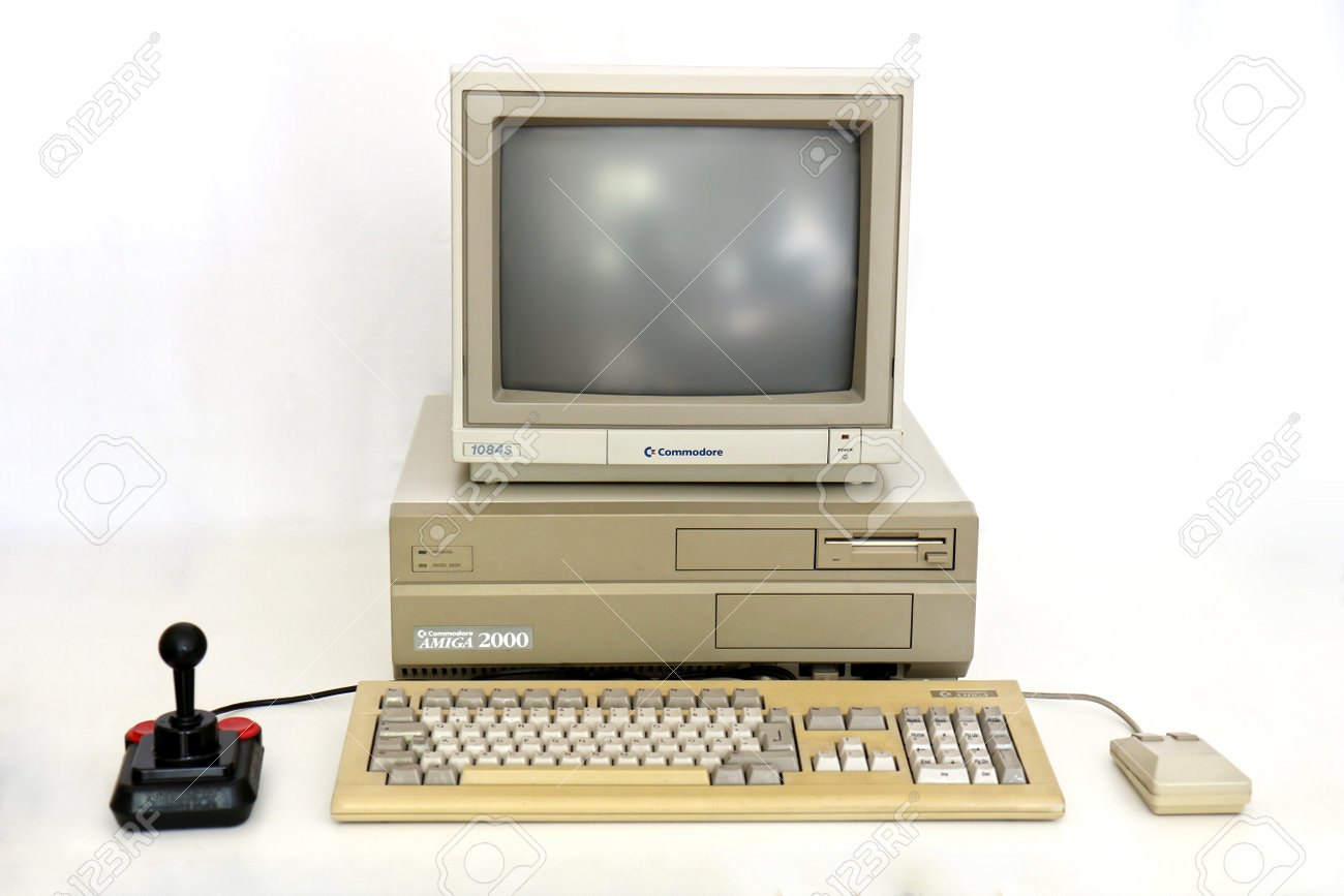 Berlin September 06 19 Classic Commodore Amiga 00 Pc With Monitor 1084s Competition Pro Joystick And Mouse It Was A Famous Gaming Pc In The Eighties Stock Photo Picture And Royalty Free Image Image