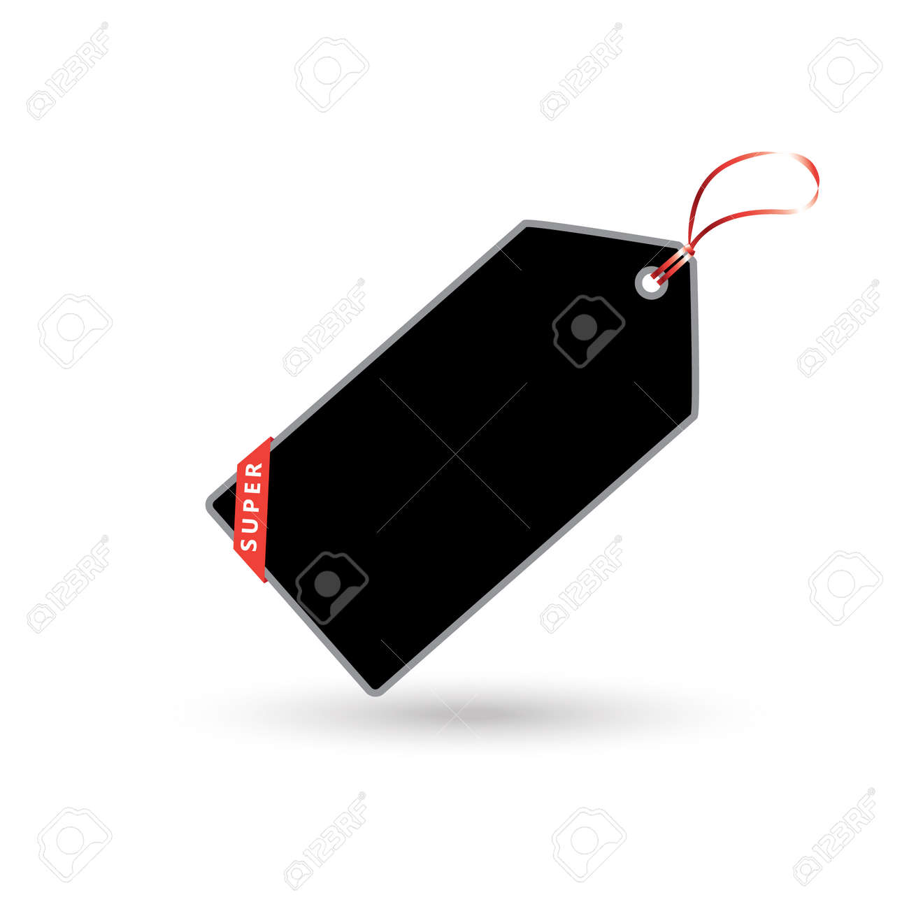 タグの黒ステッカー 空白ギフト タグは 白い背景で隔離 タグ 値札 販売シールをプレゼントします ベクトル図のイラスト素材 ベクタ Image