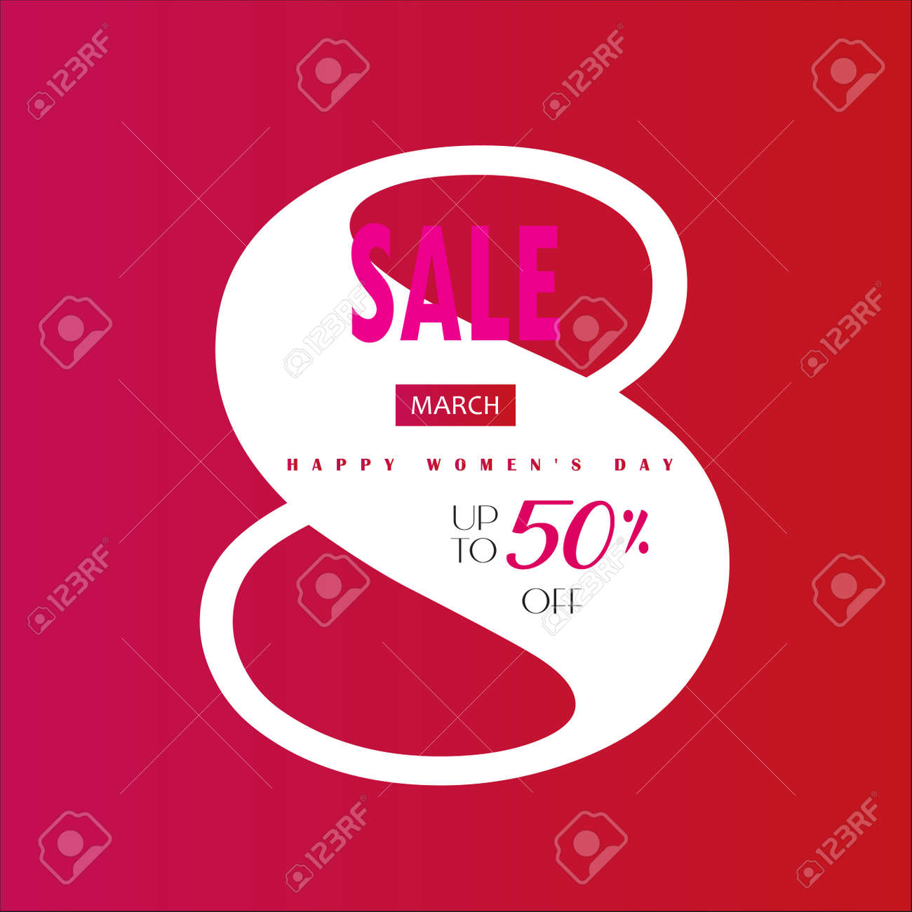 幸せな女性の日 8 月の販売割引のバナーです 春のセール ギフトカード クーポン 未来的なクーポンのデザイン マーケティング 広告 ベクター バナーのイラスト素材 ベクタ Image