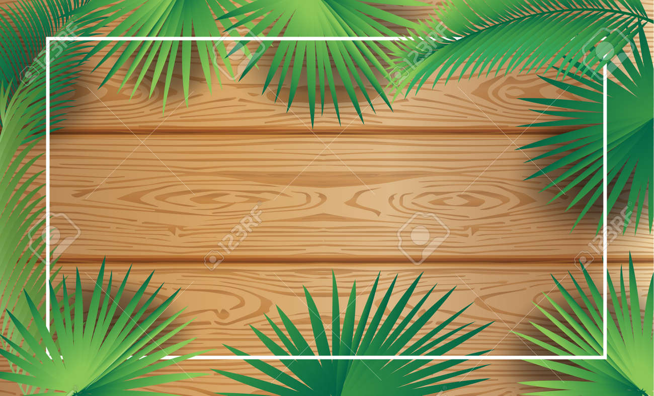 Tropical Palm Tree Frame Wood Background Sukkot