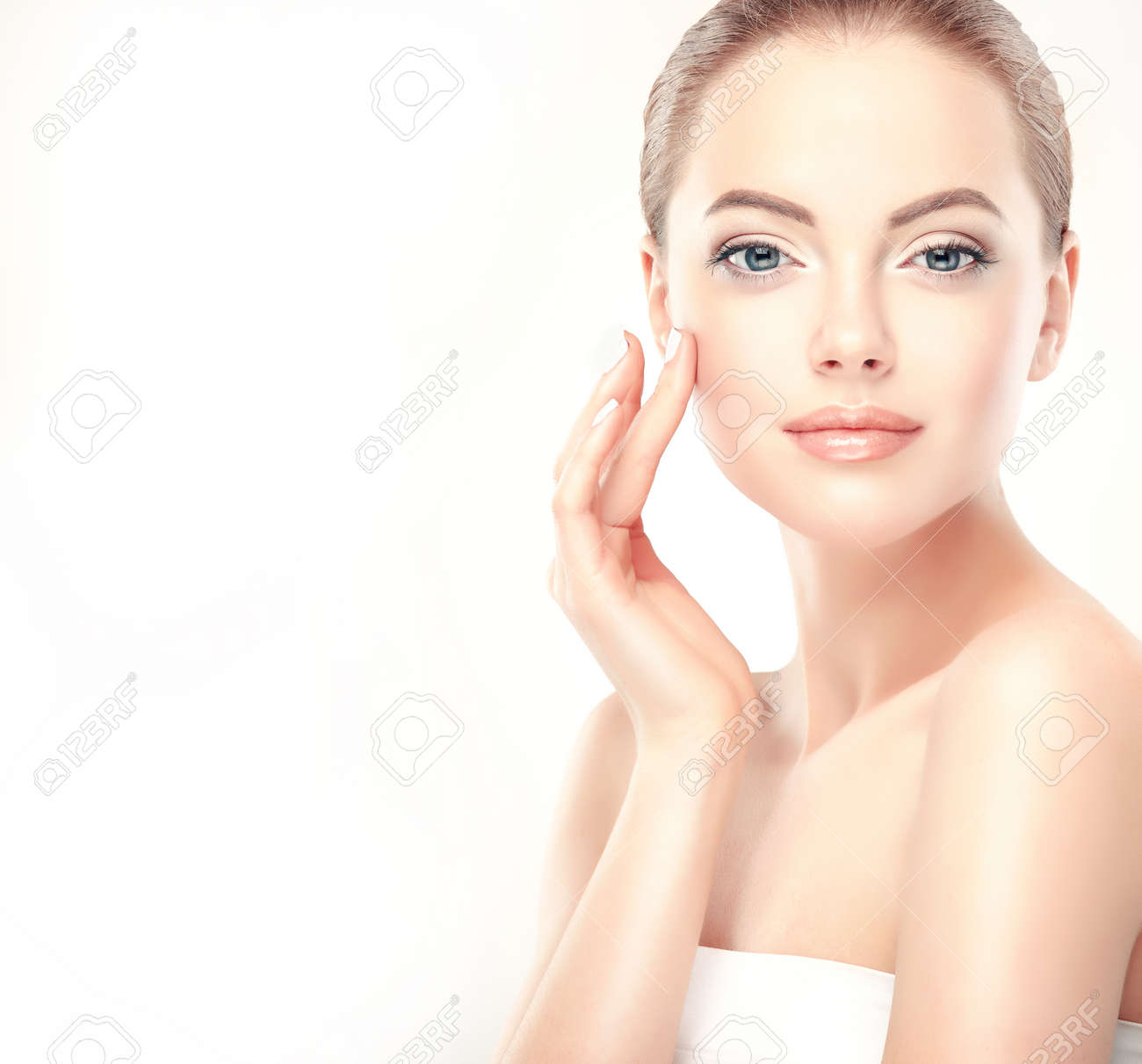 Beautiful Young Woman with Clean Fresh Skin close up . Skin and face care . Cosmetology. - 62540859 Beautiful Young Woman with Clean Fresh Skin close up . Skin and face care . Cosmetology. - 62540859