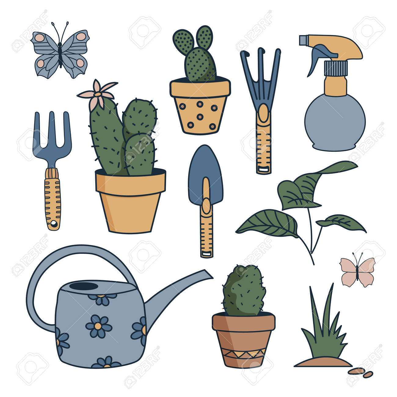 Vector set of garden tools isolated on white background. - 169107767 Vector set of garden tools isolated on white background. - 169107767
