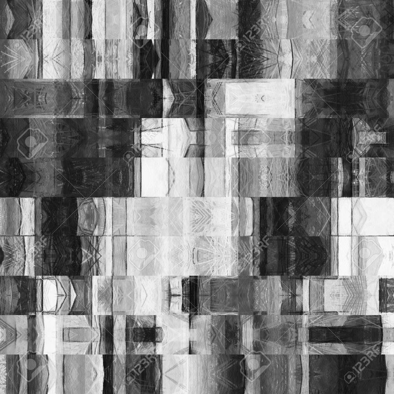 アートの抽象的なモノクロ グラフィック背景 黒 グレー 白の色で幾何学的なボーダー様式化された模様 の写真素材 画像素材 Image