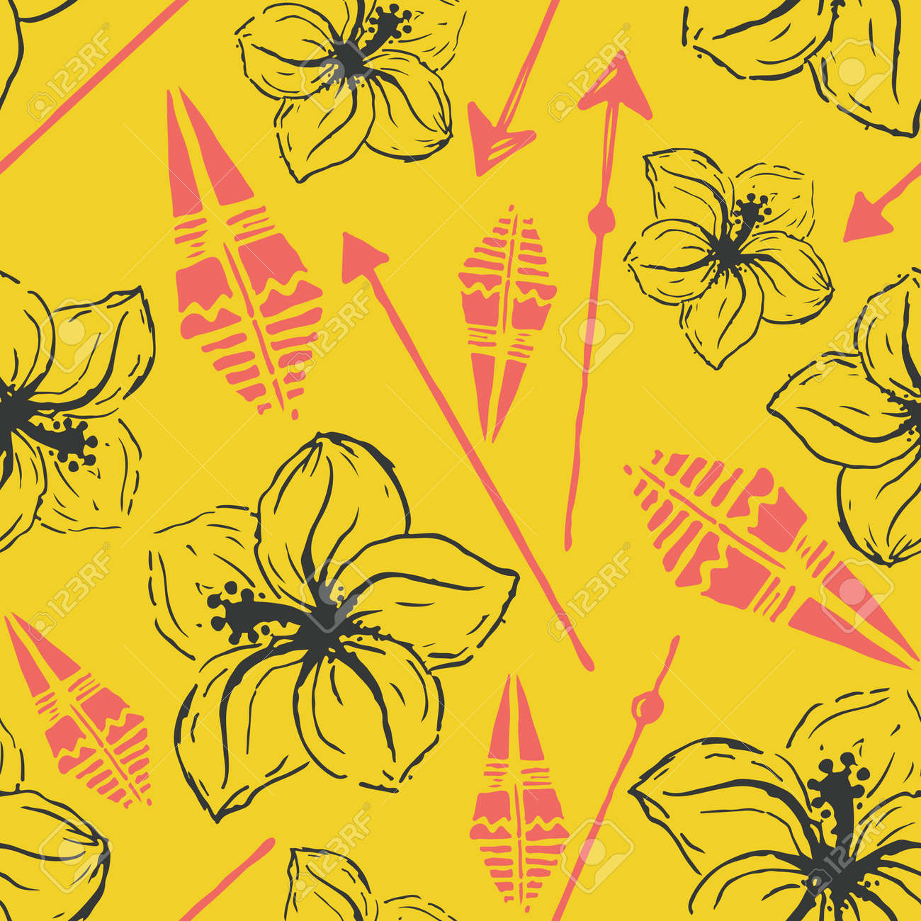 vector seamless pattern universal colorful summer hawaiian flowers hawaiian flower paper