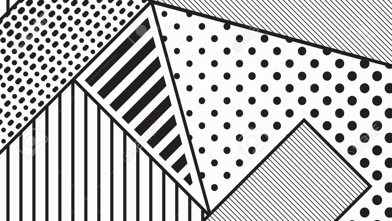 black and white pop art geometric pattern juxtaposed with bright