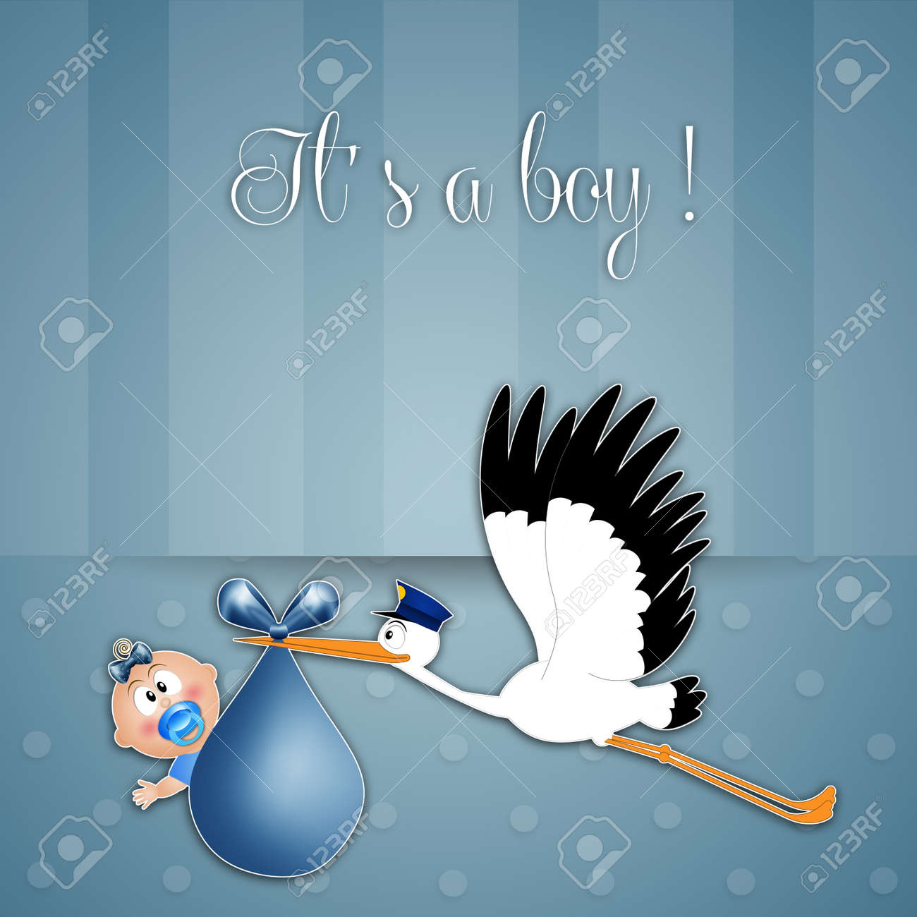 newborn postcard with stork and baby boy stock photo picture and newborn baby postcards