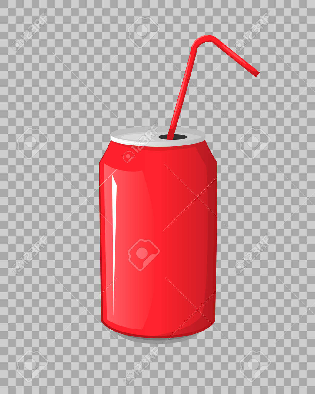 赤いアルミは 透明な背景に分離されたストローで飲むことができます のイラスト素材 ベクタ Image