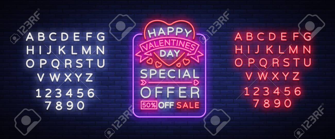 バレンタインデーは 提案 ネオンスタイルのバナーテンプレートです