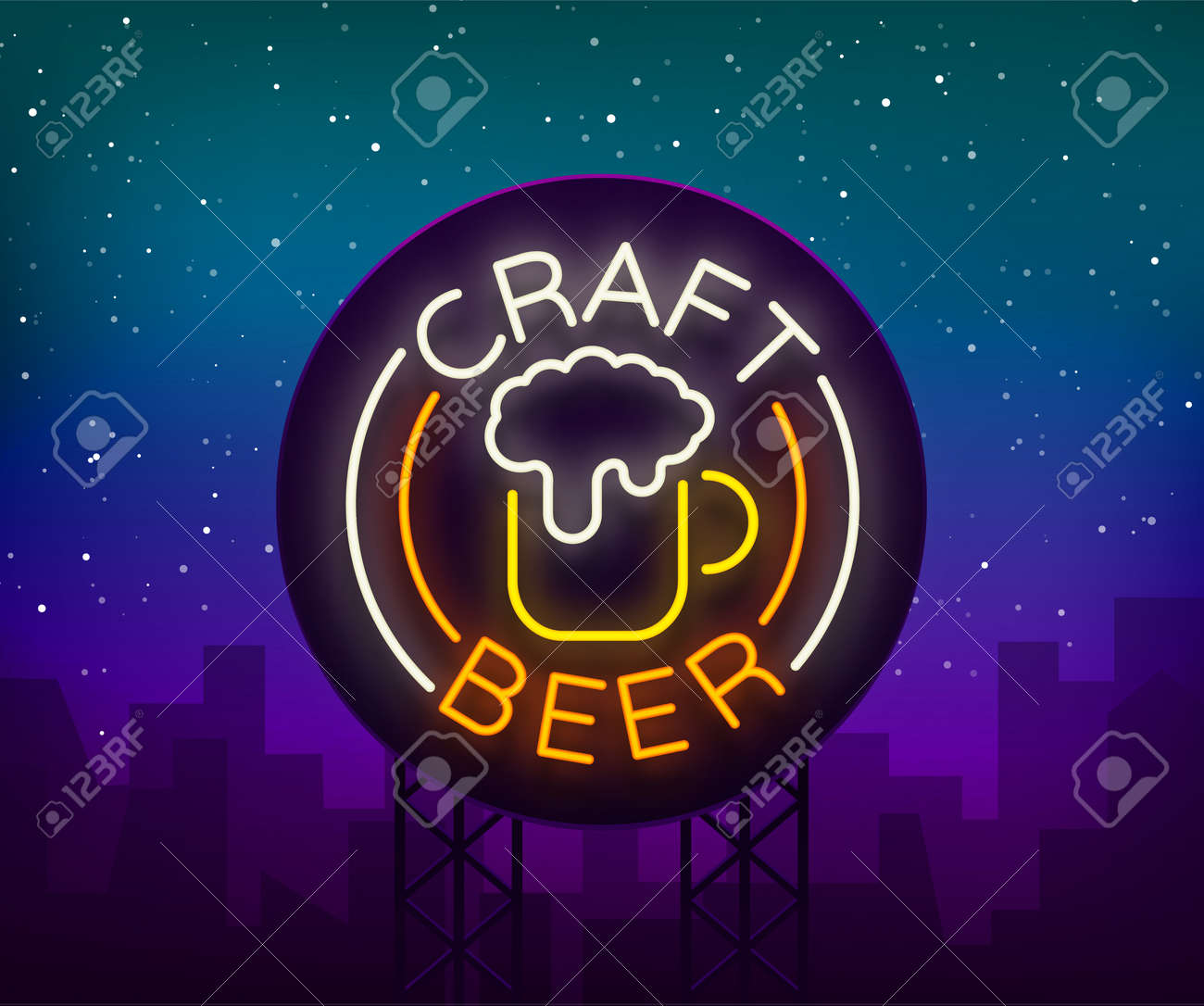 クラフトビールロゴ ラベル エンブレムベクターイラスト デザインエンブレムをネオン風に のイラスト素材 ベクタ Image クラフトビールロゴ ラベル エンブレムベクターイラスト デザインエンブレムをネオン風に のイラスト素材 ベクタ Image