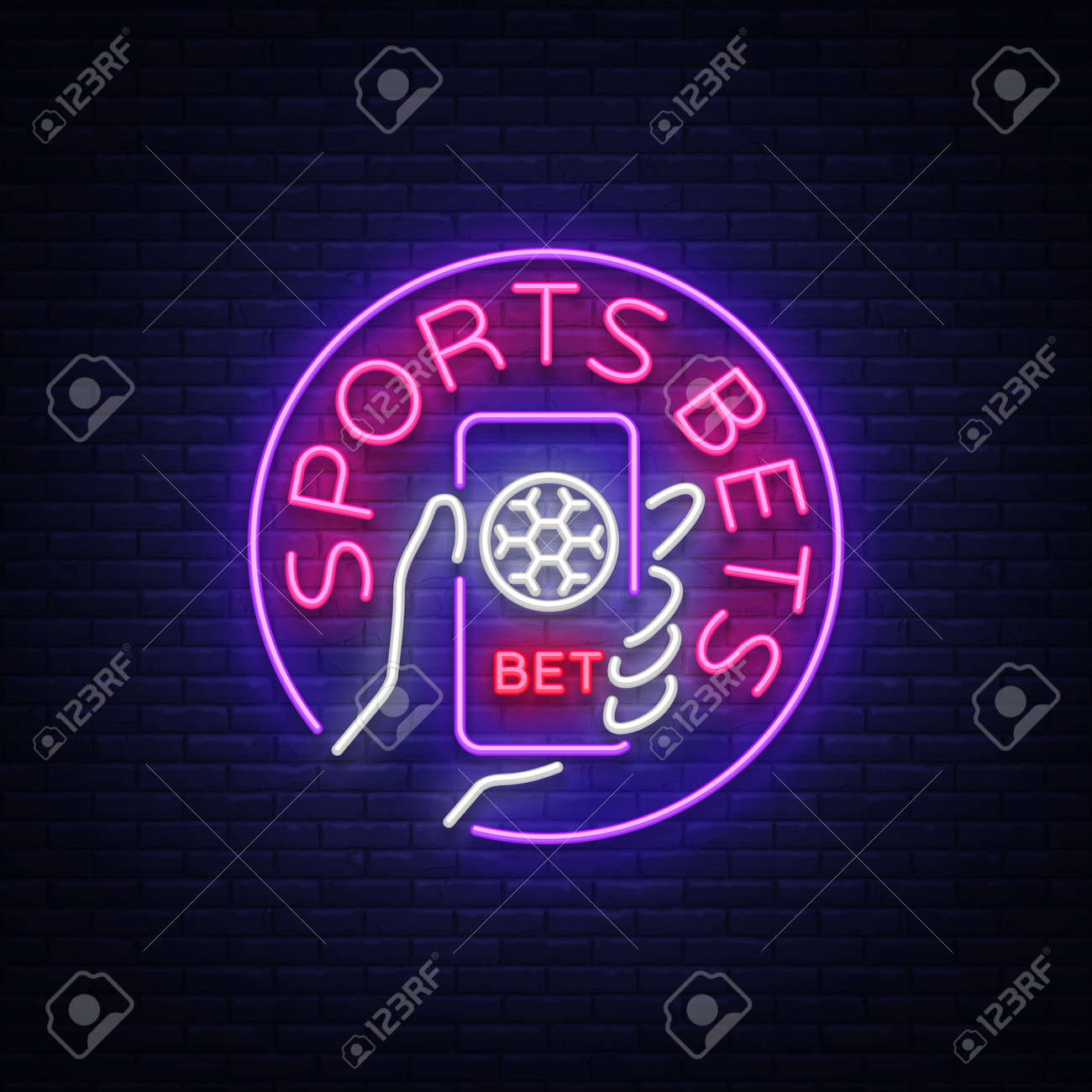 sports betting neon sign design template neon style logo sign design template