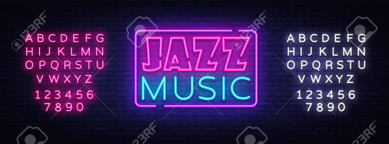 jazz music neon sign vector jazz music design template neon sign