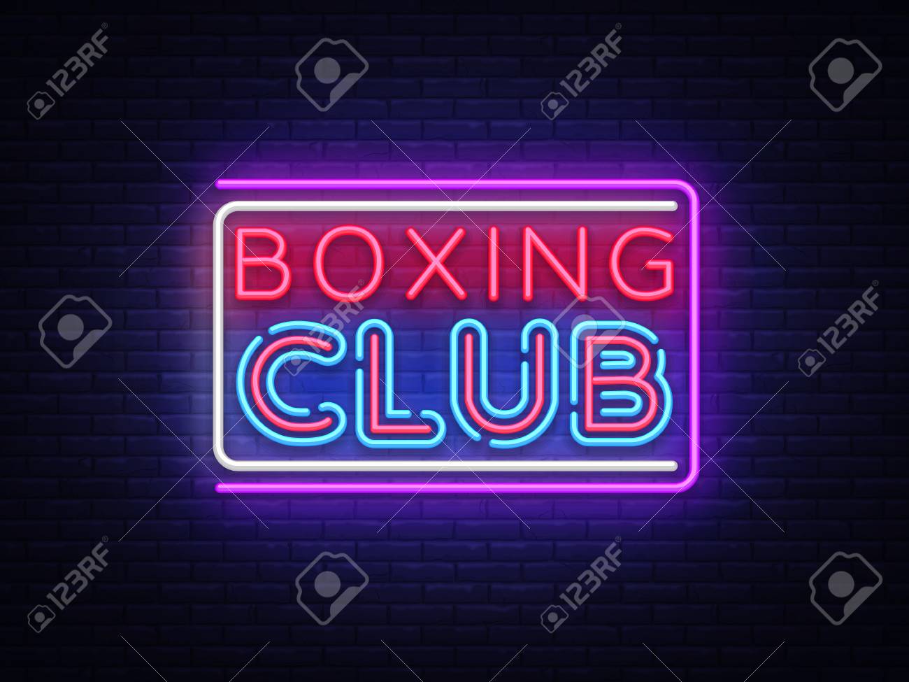 boxing club neon sign vector boxing text design template neon sign