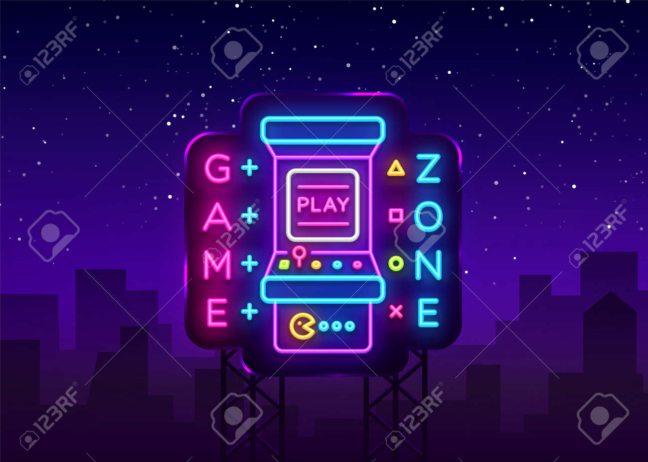 game zone logo vector neon game room neon sign board design