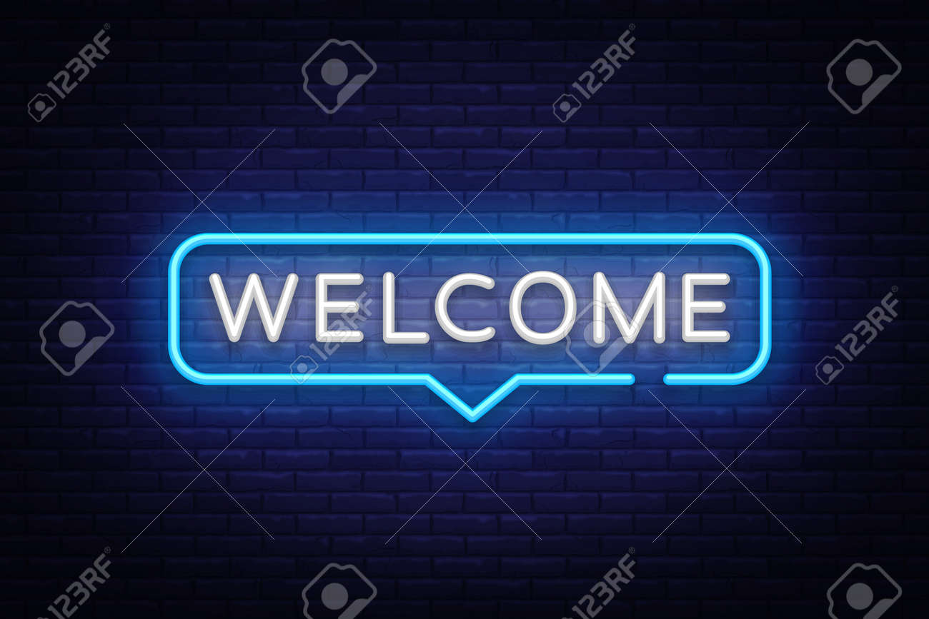welcome neon text vector welcome neon sign design template sign design template