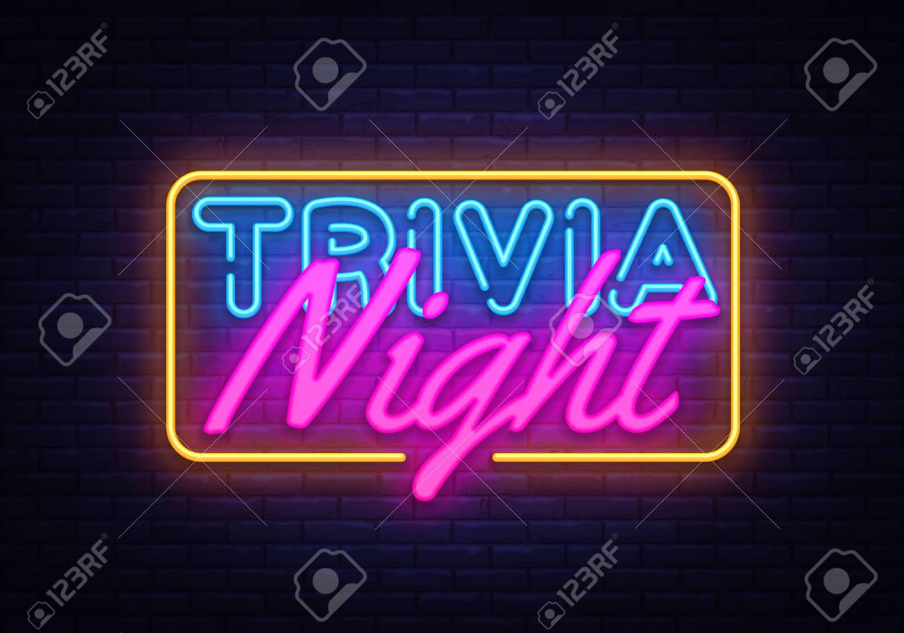 trivia night neon sign vector quiz time design template neon