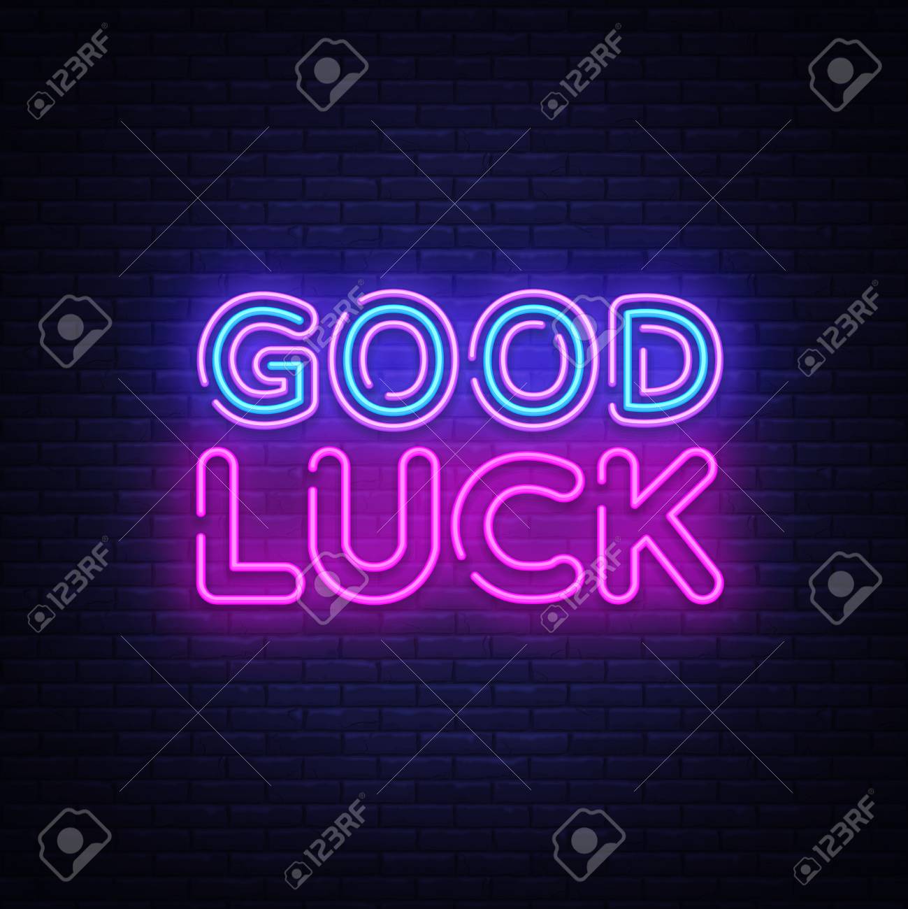 Good Luck Neon Sign Vector. Good Luck Design Template Neon Sign Within Good Luck Banner Template