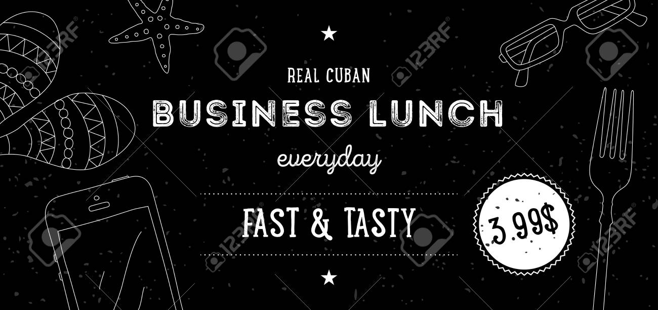 business lunch flyer design template vector black and white