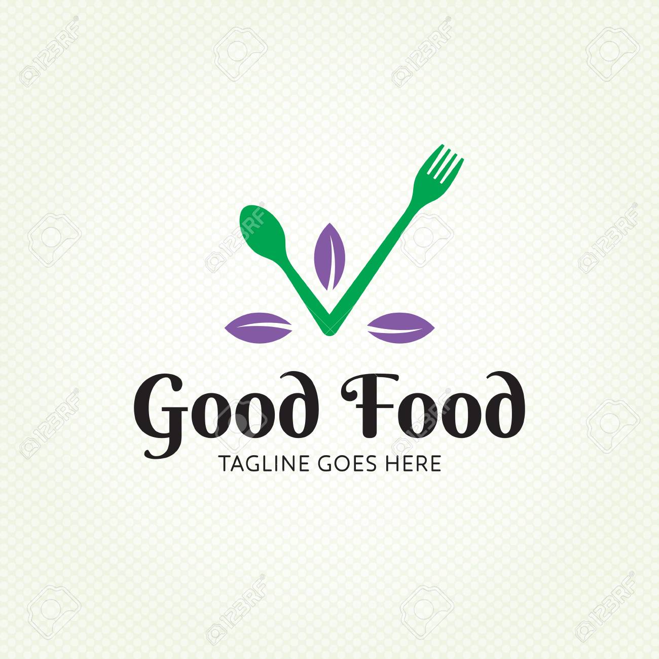 good food healthy logo design template vector spoon and fork