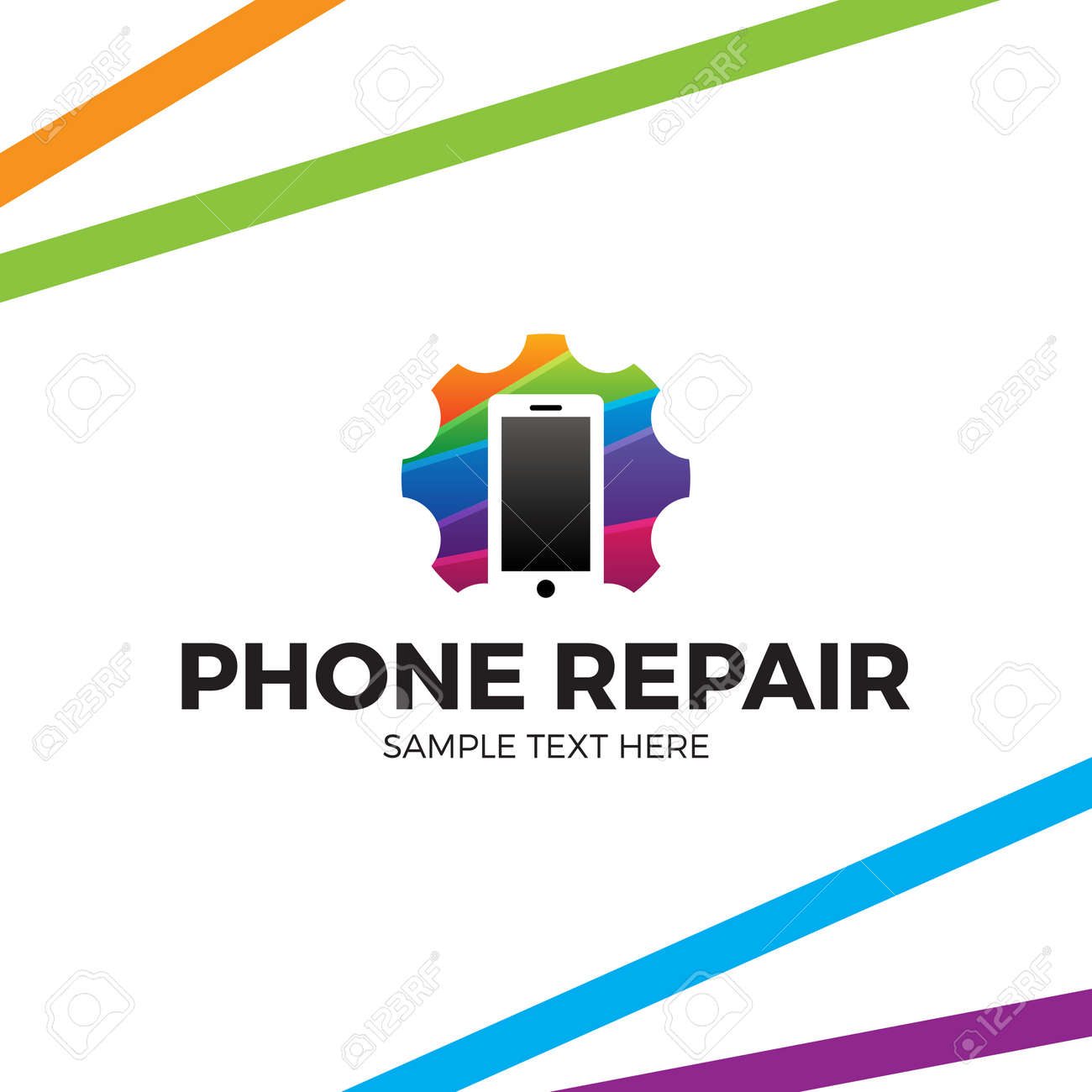 Phone Repair Service Logo Design Template Vector Smartphone