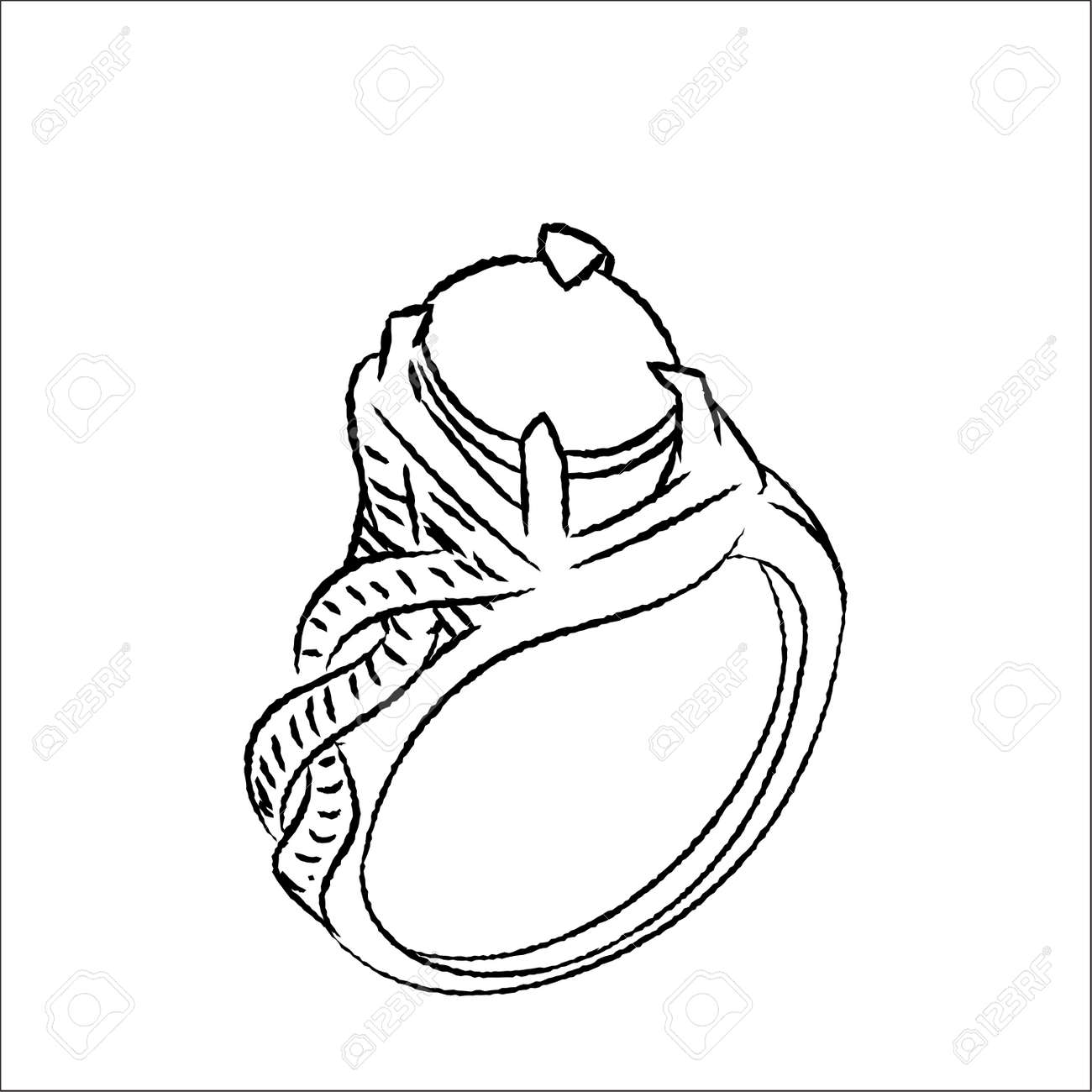 Boceto Dibujado Mano De Anillo Aislado Blanco Y Negro Ilustracion Vectorial De Dibujos Animados Para Libro De Colorear Vector Dibujado Ilustraciones Vectoriales Clip Art Vectorizado Libre De Derechos Image 81444921