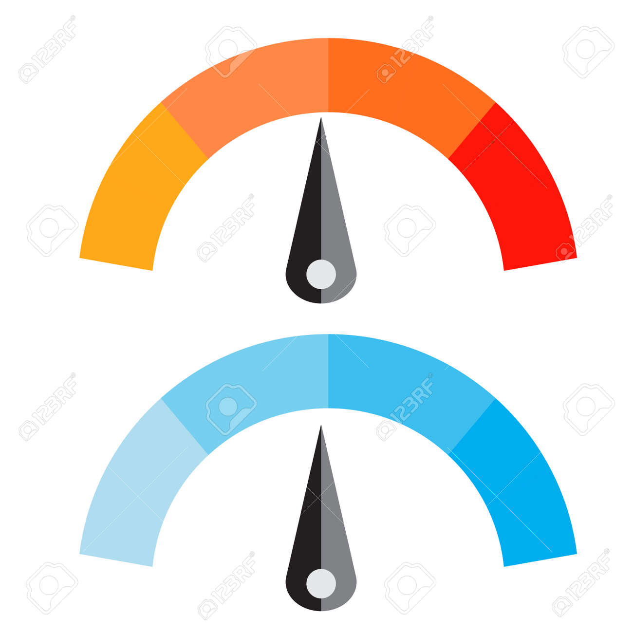 ベクトル図の温度メーター暖色と寒色のレベル フラット スタイル Eps10 のイラスト素材 ベクタ Image
