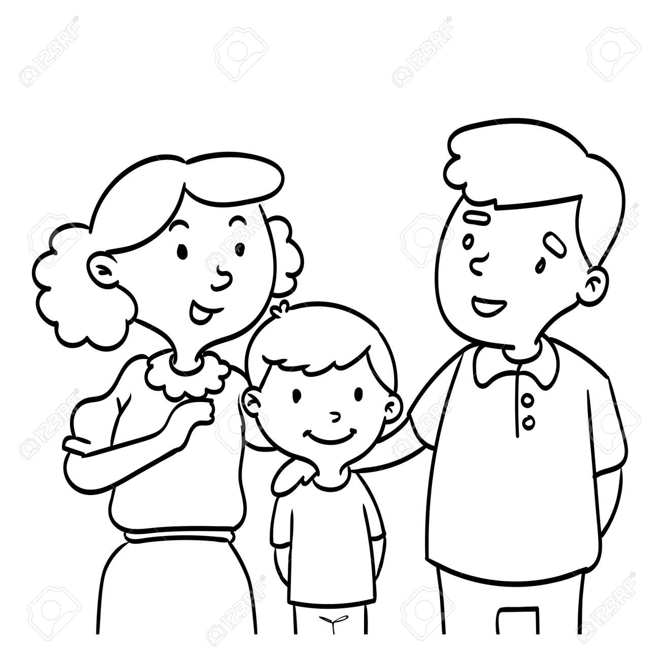 Hand Drawn Of Happy Family. Coloring Book Educational For Kids, Coloring  Cartoon Illustration - Line Drawing Illustration. Royalty Free SVG,  Cliparts, Vectors, and Stock Illustration. Image 104973404., image size:1300x1300