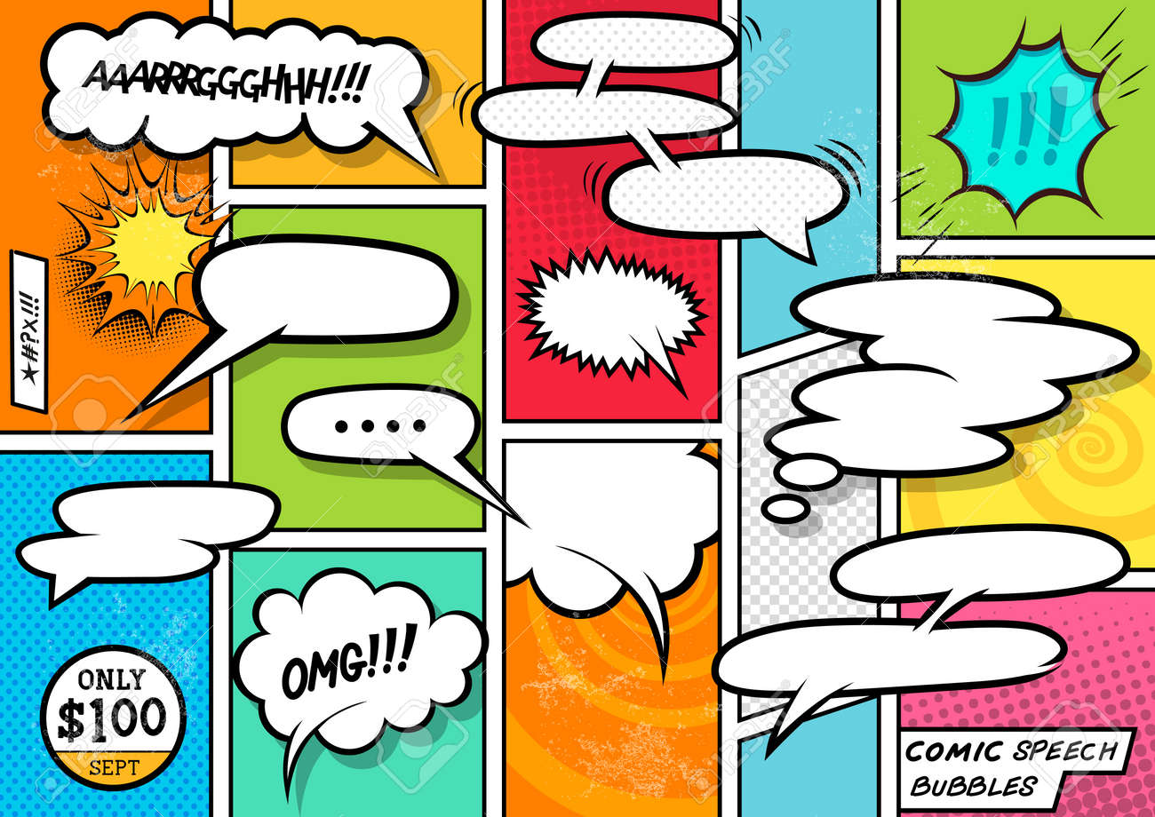 comic book speech bubbles a set of colourful and retro comic