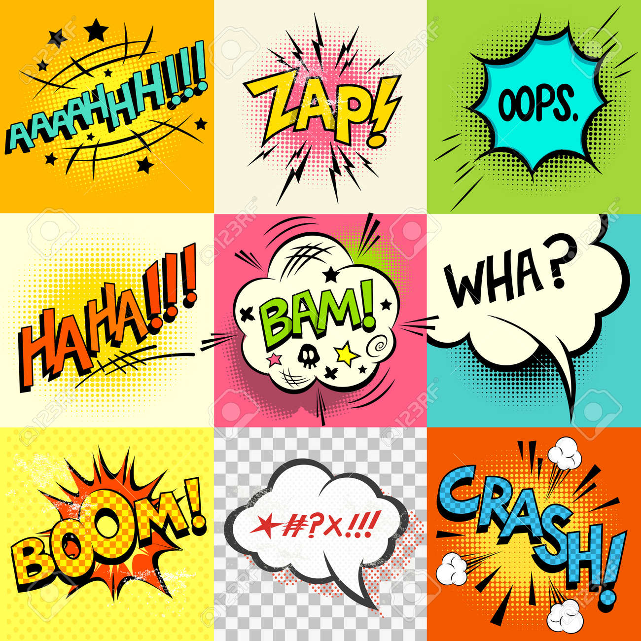 comic book expressions a set of comic book speech bubbles and