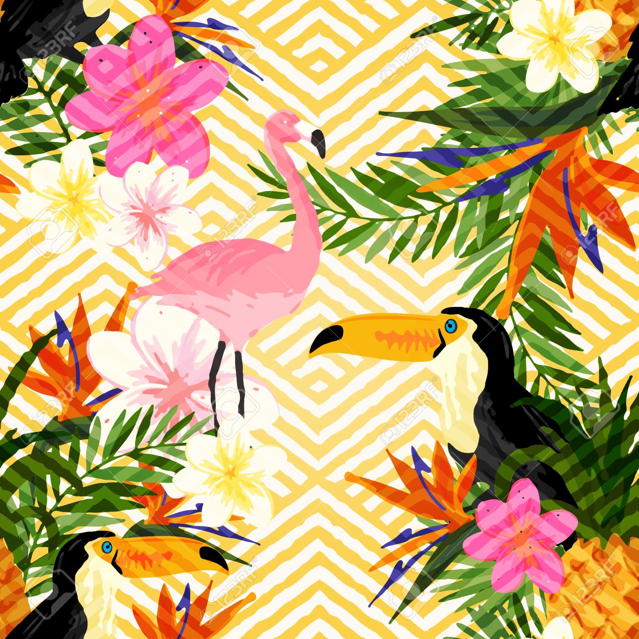 tropical geometric summer tropical summer seamless pattern