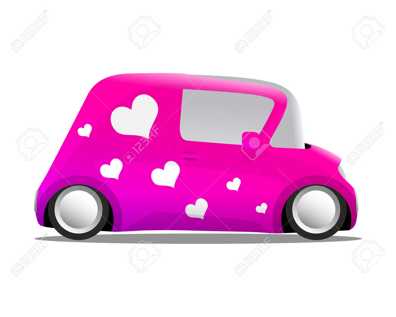 el amor y el corazón mini coche de dibujos animados de color rosa