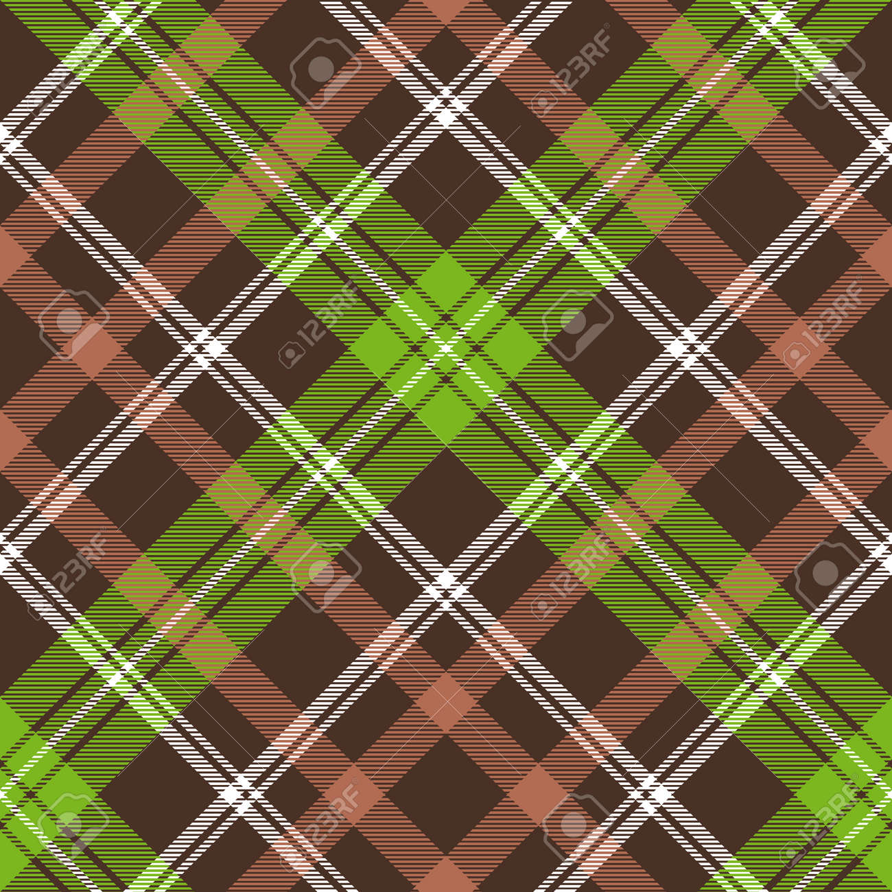 茶色緑の格子柄のシームレスなパターンをチェックします ベクトルの図 のイラスト素材 ベクタ Image