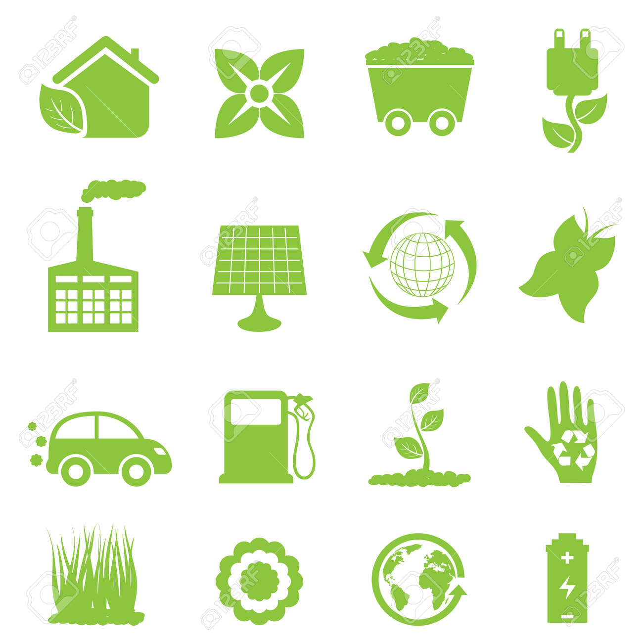 Recycling and clean energy icon set - 11381941 Recycling and clean energy icon set - 11381941