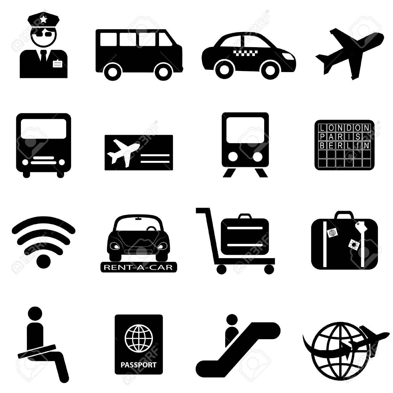 Airport and air travel icon set - 16801209 Airport and air travel icon set - 16801209