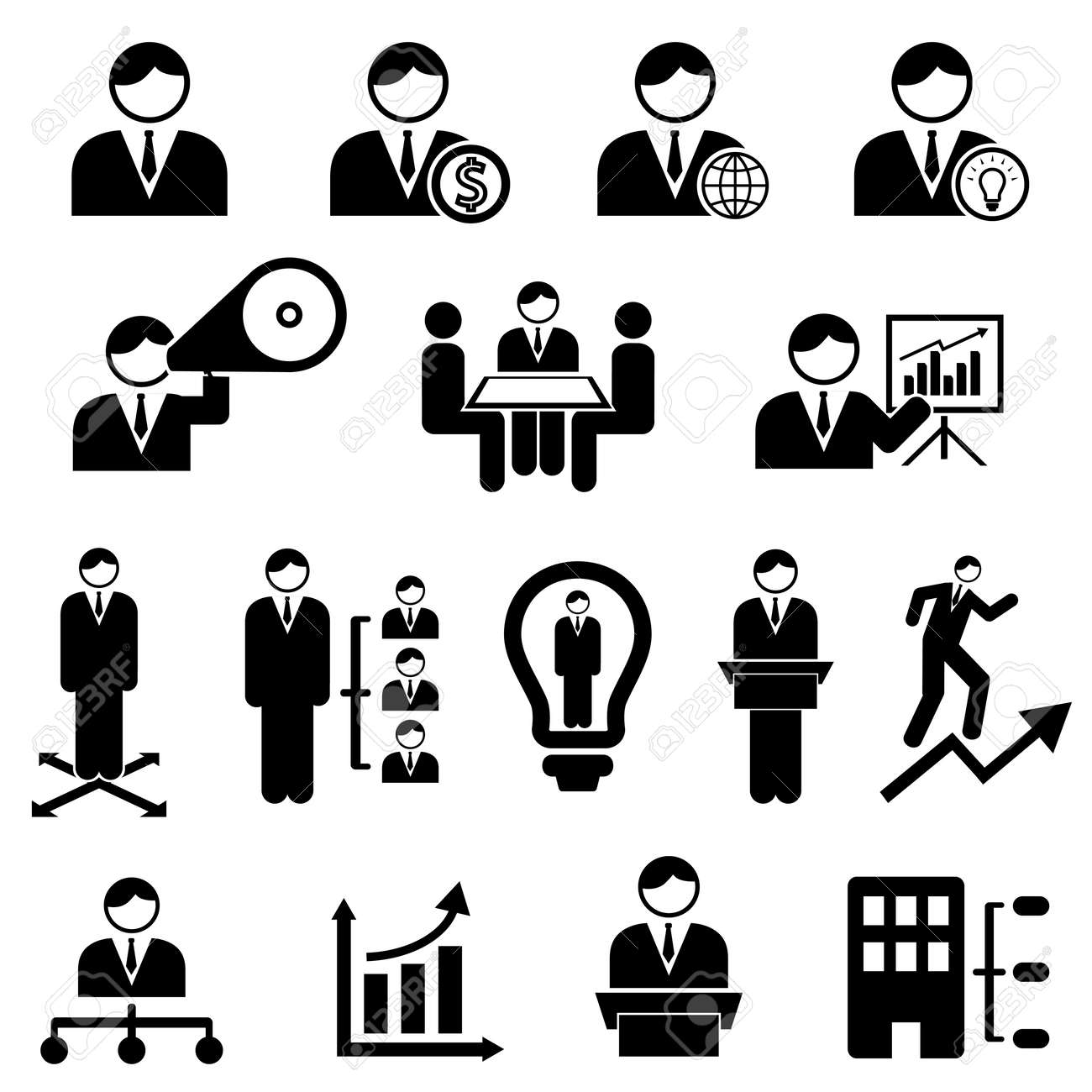 Business and management icons with businessman - 18848585 Business and management icons with businessman - 18848585