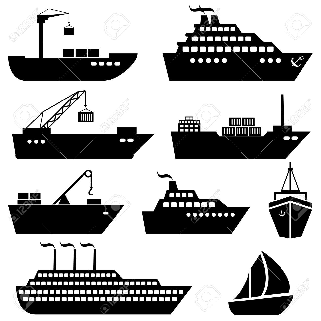 Ships, boats, cargo, logistics, transportation and shipping icons - 30768354 Ships, boats, cargo, logistics, transportation and shipping icons - 30768354