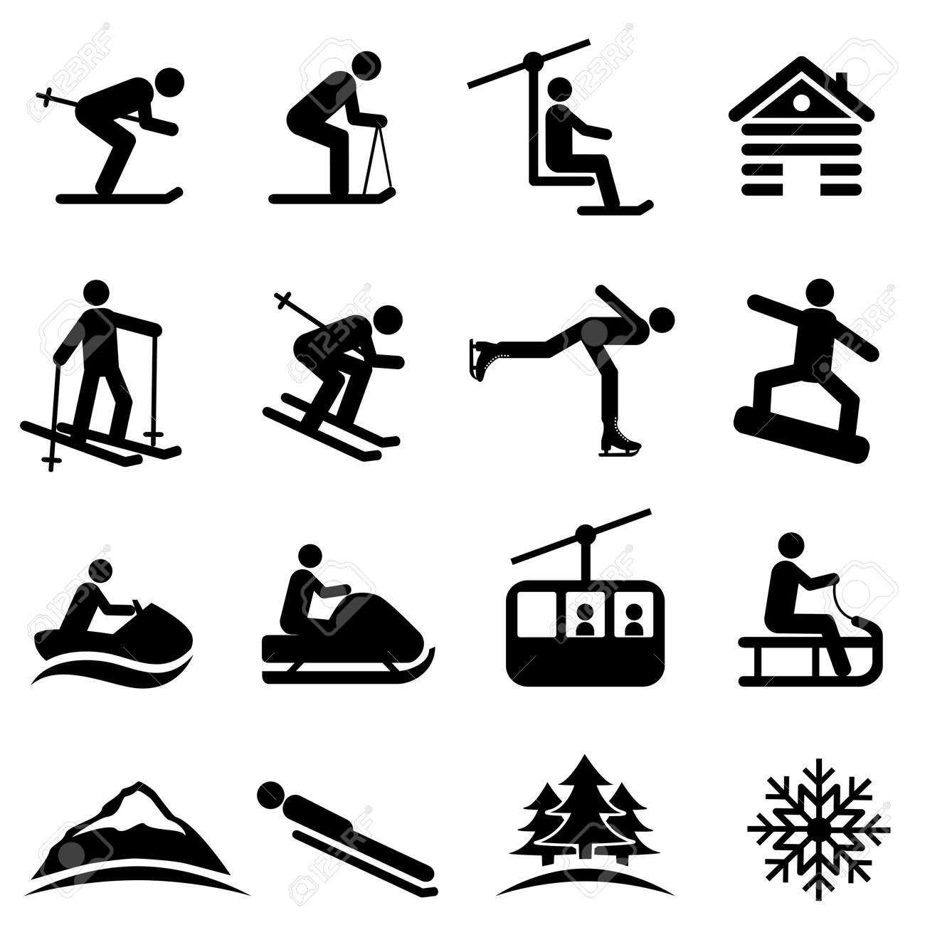 Ski, snow and winter icon set - 46328735 Ski, snow and winter icon set - 46328735