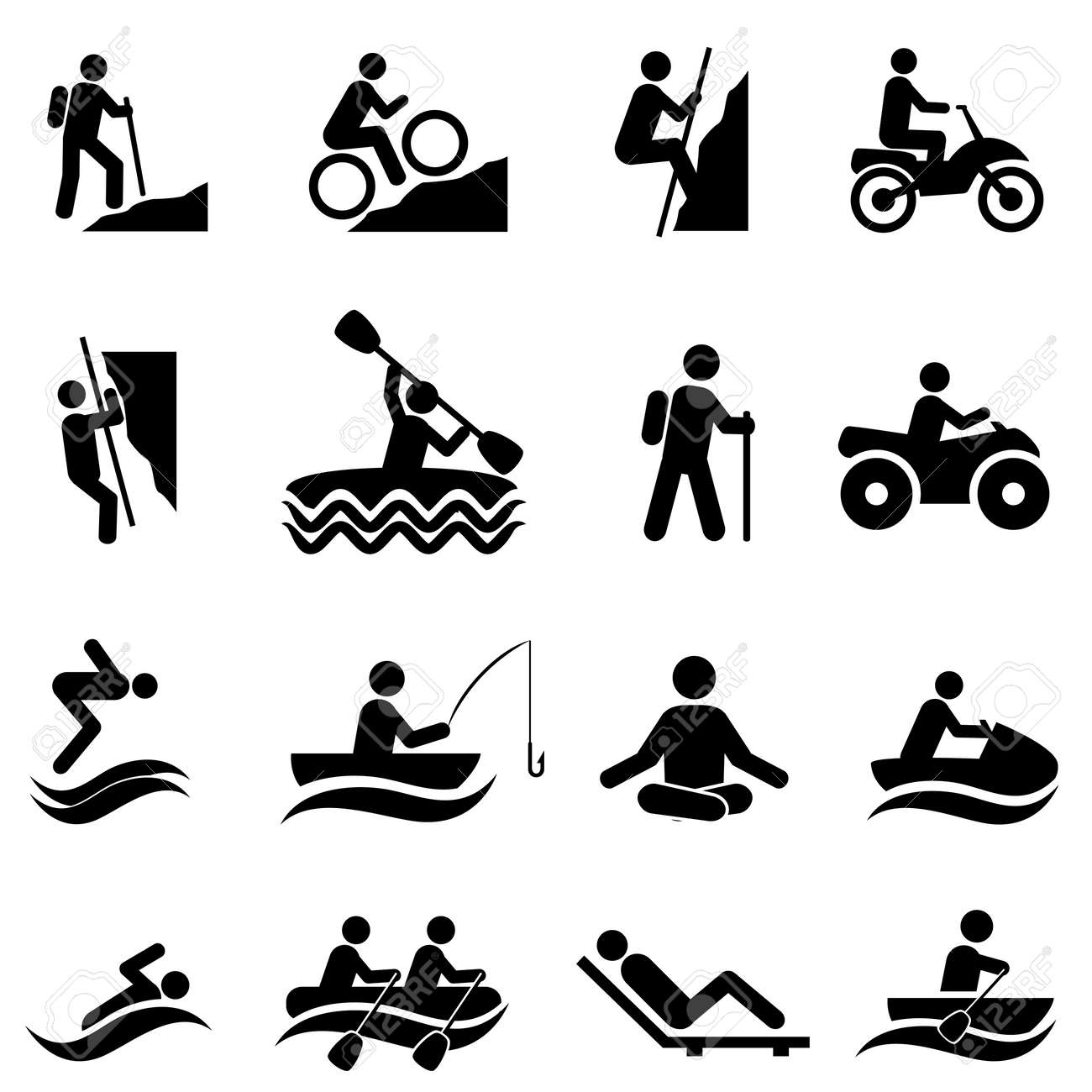 Leisure and outdoor recreational activities icon set - 70655869 Leisure and outdoor recreational activities icon set - 70655869