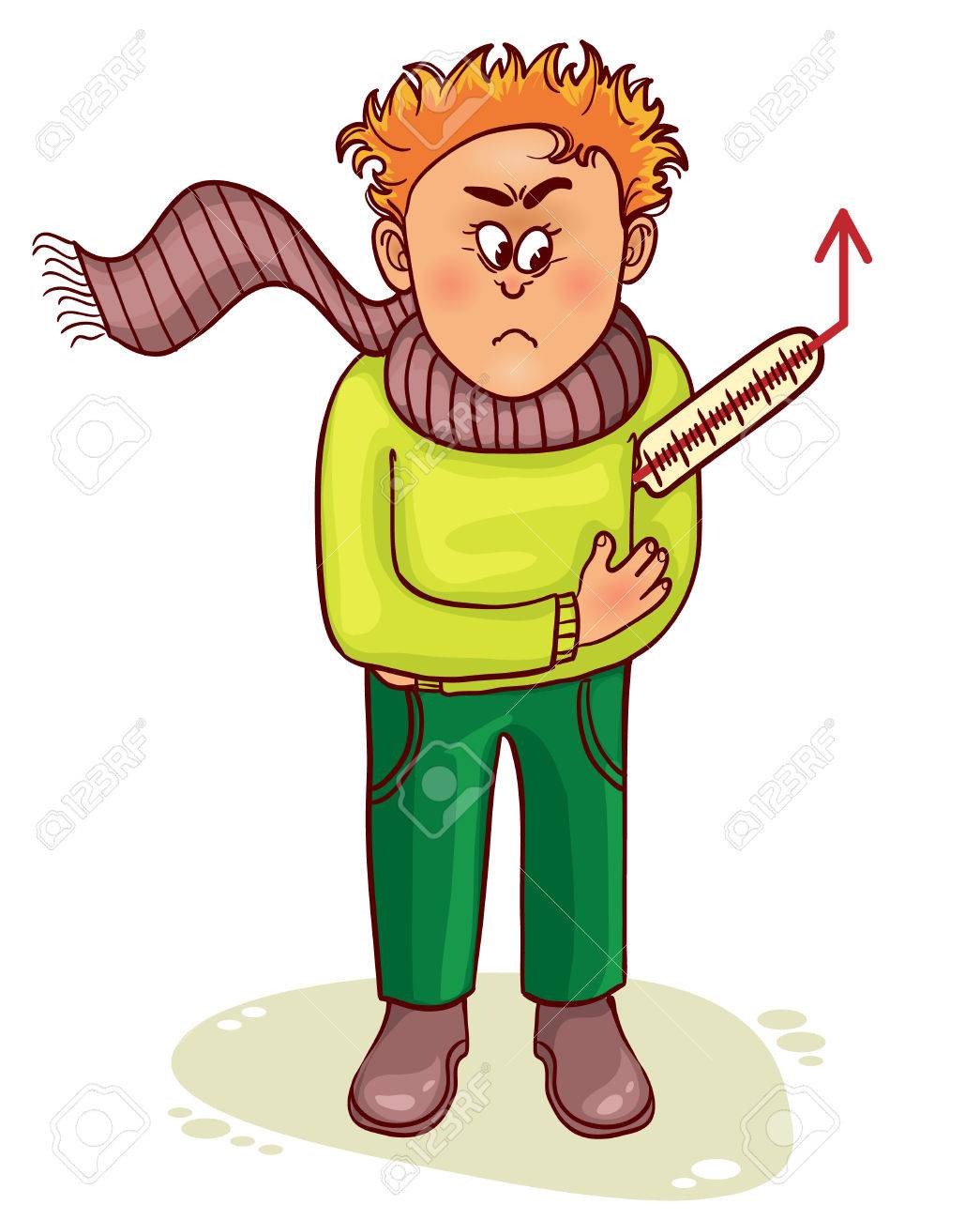 病気のほとんどの男性は熱について不平を言うのイラスト素材 ベクタ Image