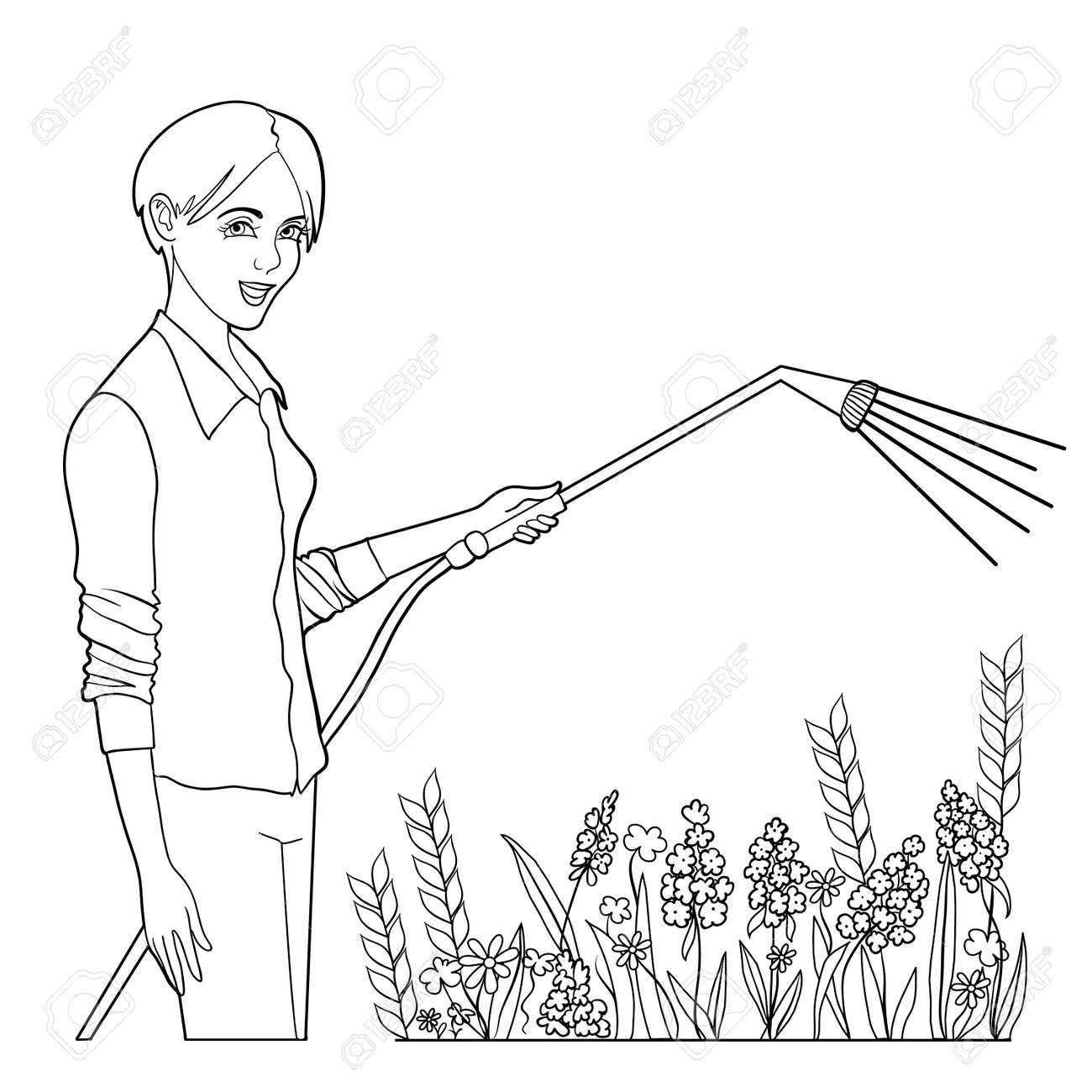 cuidar las plantas para colorear