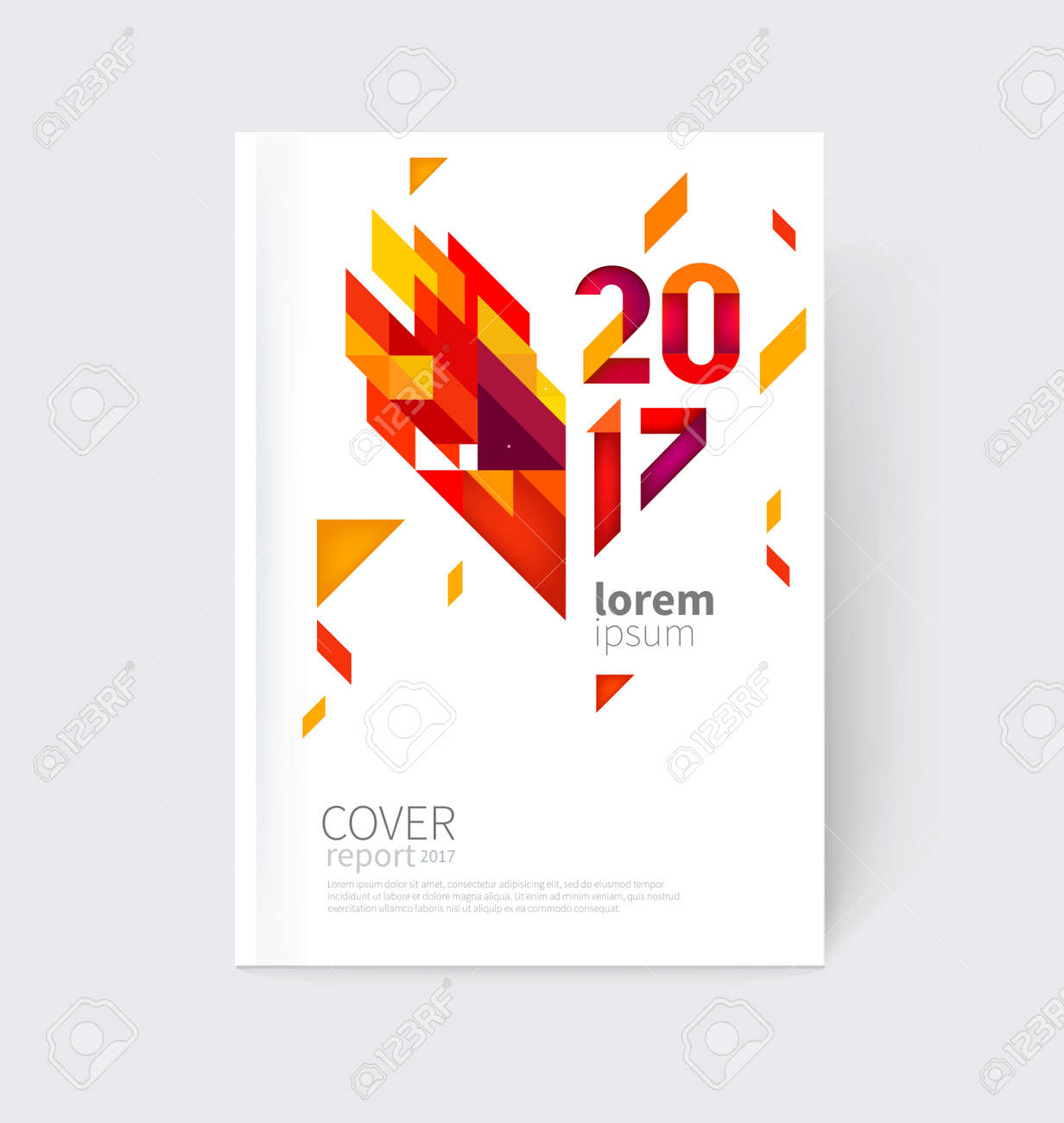 White modern business brochure, leaflet, flyer, cover template. Abstract diagonal background red and yellow lines and triangles. - 65663584 White modern business brochure, leaflet, flyer, cover template. Abstract diagonal background red and yellow lines and triangles. - 65663584