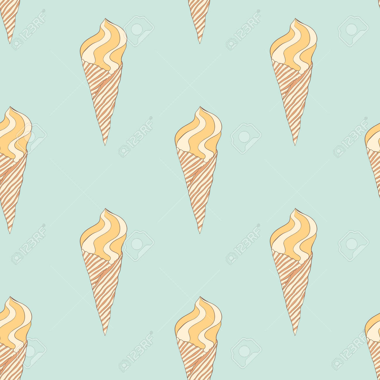 Vintage Ice Cream Pattern. Vector Hand Drawn Ice Cream Cones Texture  Royalty Free SVG, Cliparts, Vectors, and Stock Illustration. Image 55935189., image size:1300x1300