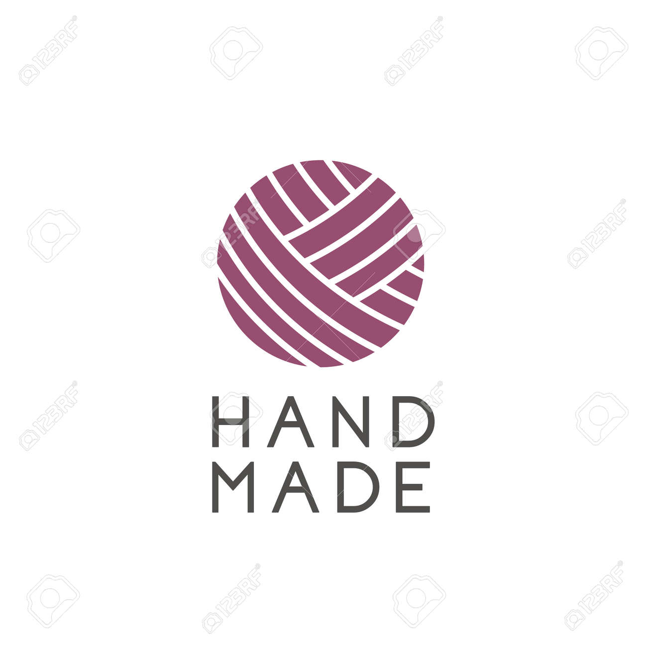 トレンディなスタイルの手作りの製品のための糸のボール アイコン ラベルのハンドメイドのイラスト素材 ベクタ Image