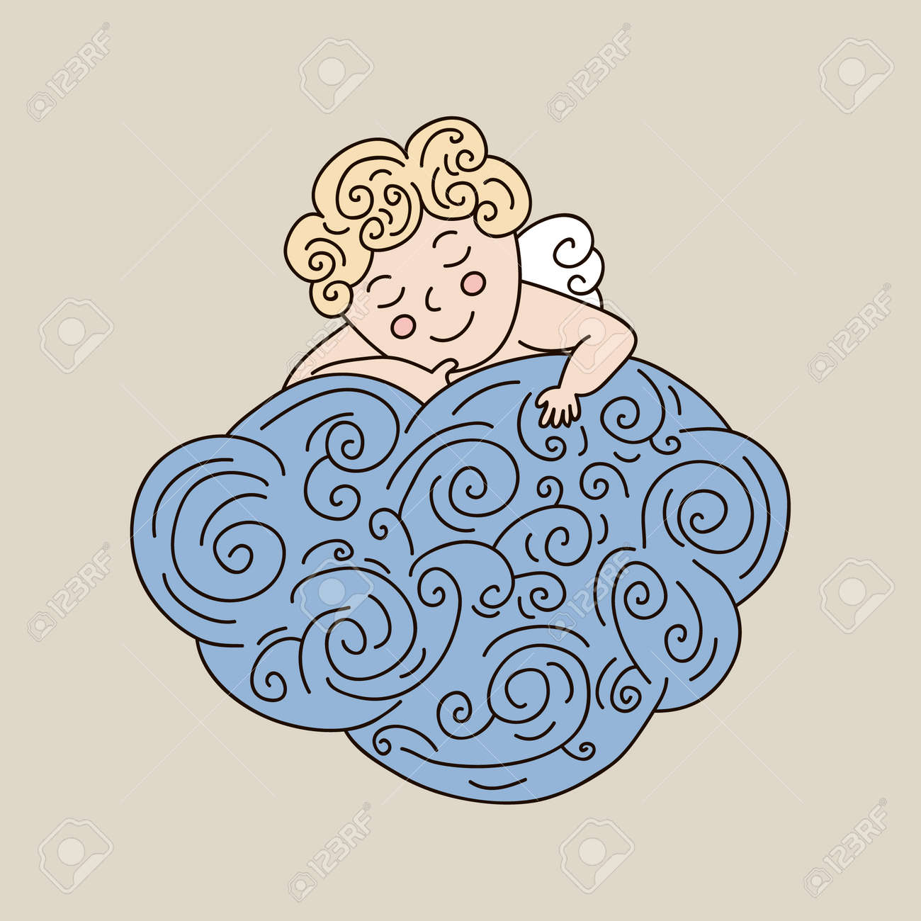 Ange Endormi Sur Le Nuage Vector Illustration Dessinee A La Main Avec L Ange Qui Dort Ange Mignon Personnage De Dessin Anime Clip Art Libres De Droits Vecteurs Et Illustration Image
