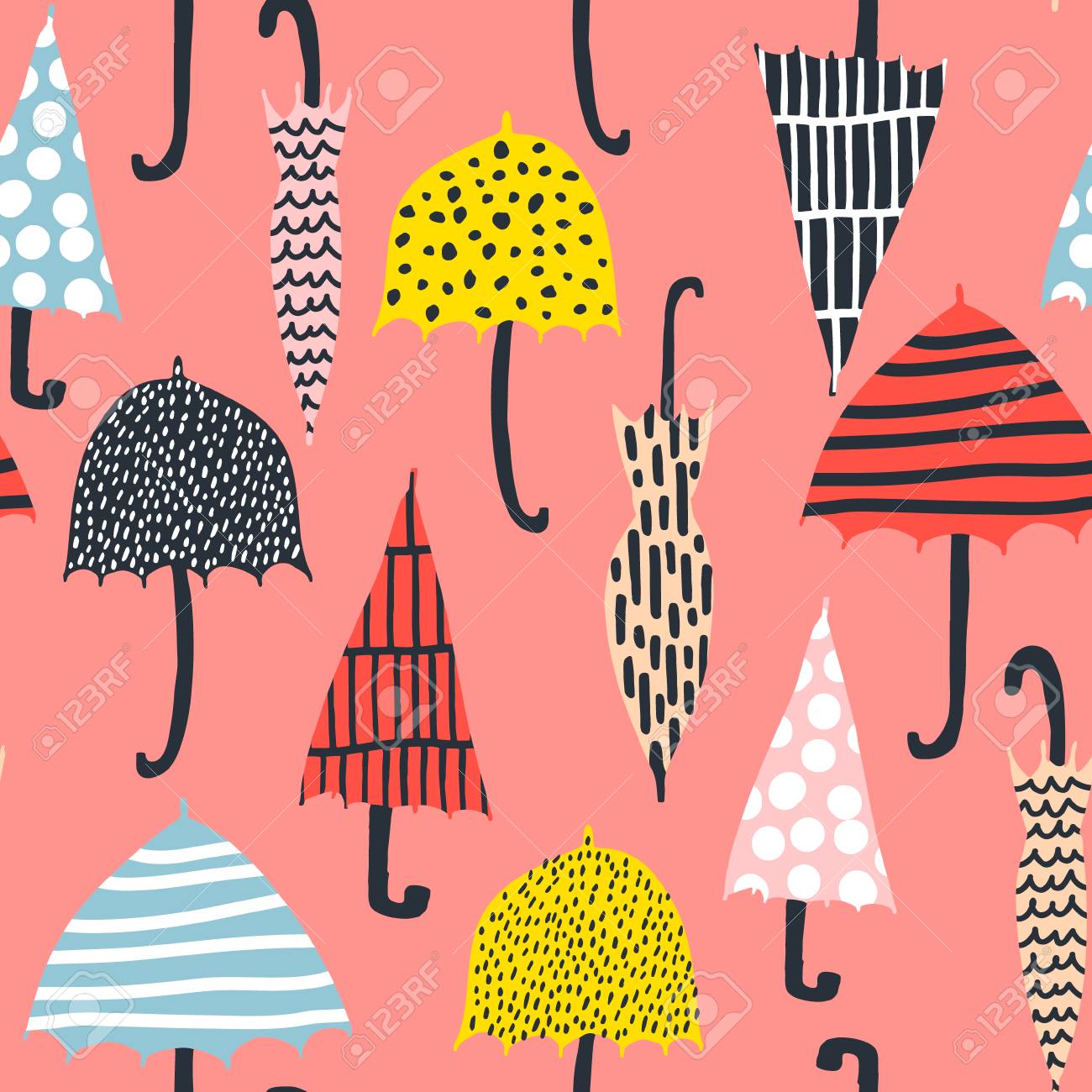 Padrao Sem Emenda Com Mao Desenhada Guarda Chuvas Coloridos Textura Infantil Otimo Para Tecido Ilustracao Vetorial De Texteis Ilustraciones Vectoriales Clip Art Vectorizado Libre De Derechos Image 87952282
