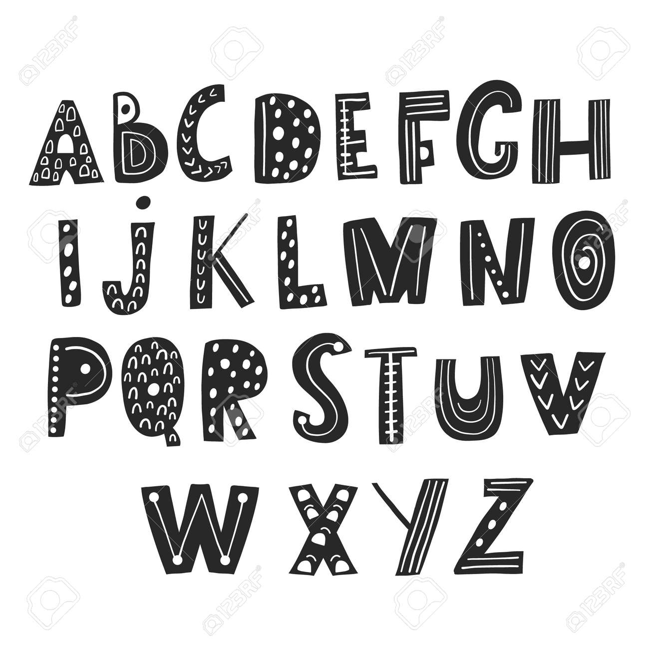 Abstract stylish alphabet in scandinavian style. Creative Kids font. Great for education, home decor. It Be used for funny t-shirt quotes,poster,cards and kids fashion prints. Vector Illustration - 112090381 Abstract stylish alphabet in scandinavian style. Creative Kids font. Great for education, home decor. It Be used for funny t-shirt quotes,poster,cards and kids fashion prints. Vector Illustration - 112090381
