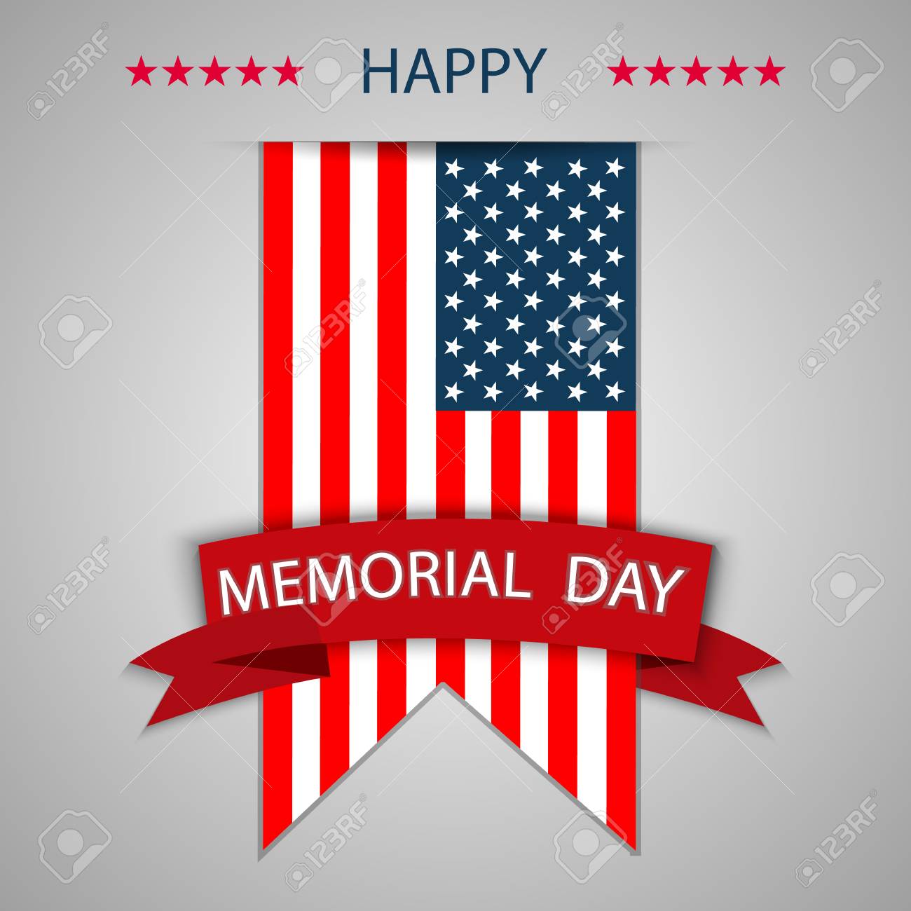 happy memorial day background template patriotic banner vector
