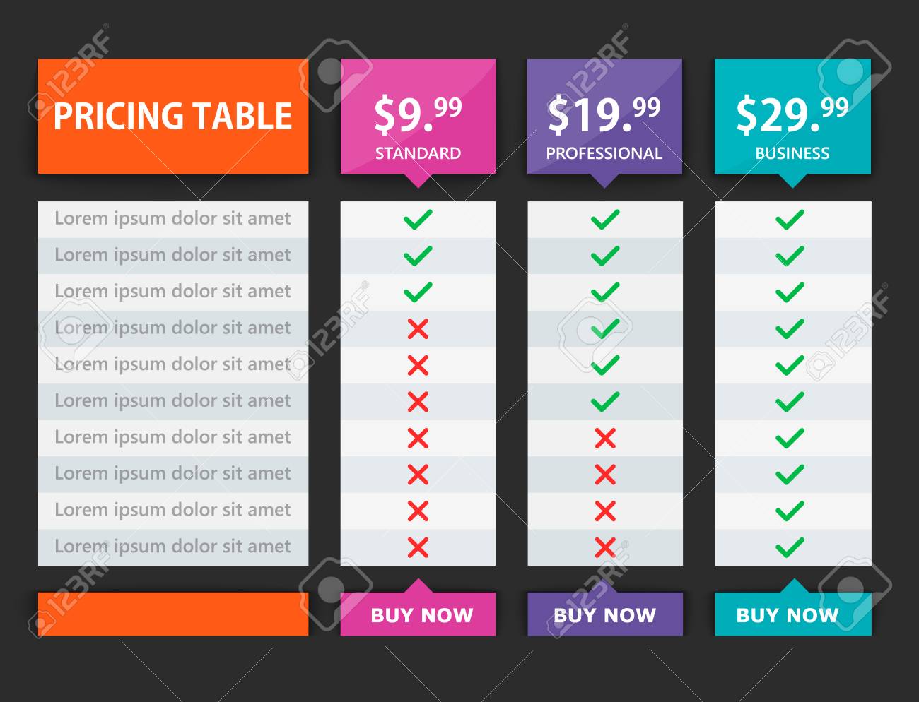 Creative Table Chart Design